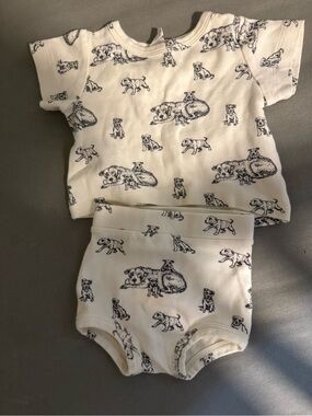 kate quinn Cream and black Puppy Print Matching Set